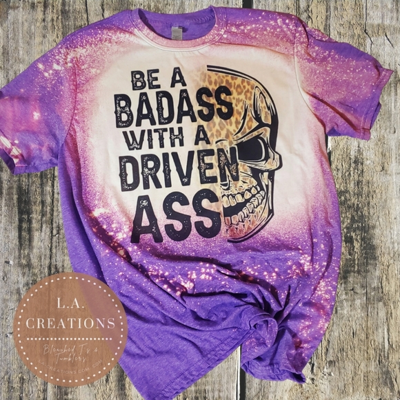 Be a bada** skull Bleached Tee - Picture 1 of 1